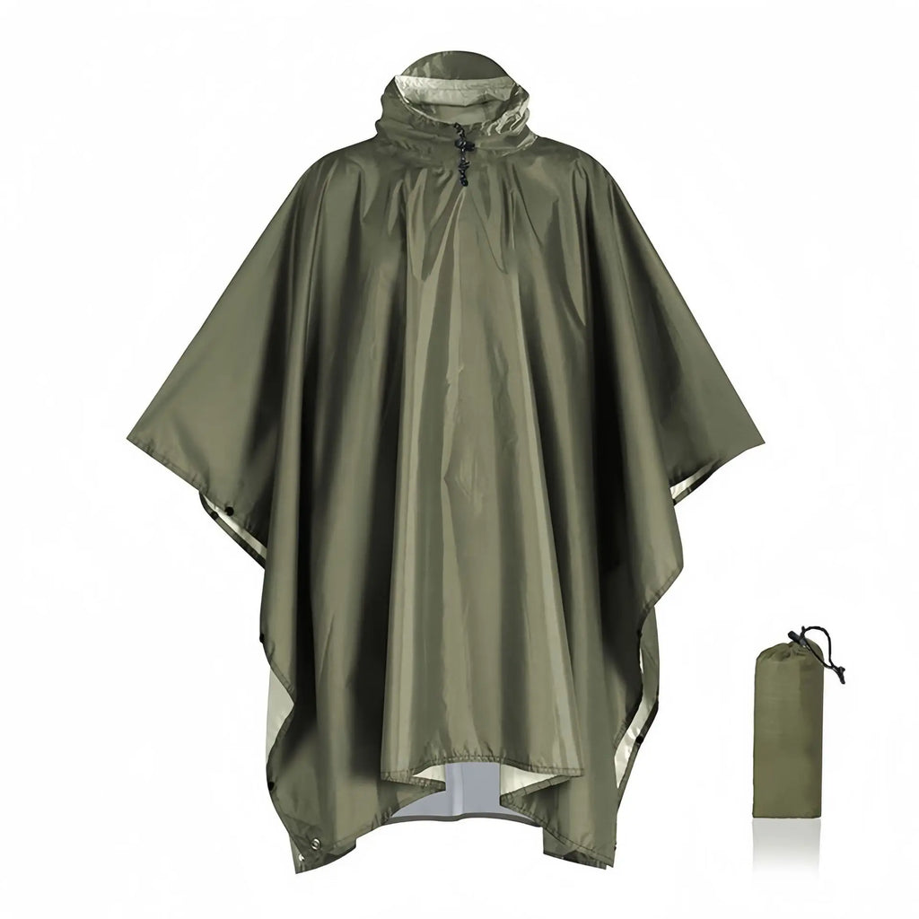 Men's Waterproof Hooded Rain Poncho – Packable Windproof Outdoor Hiking