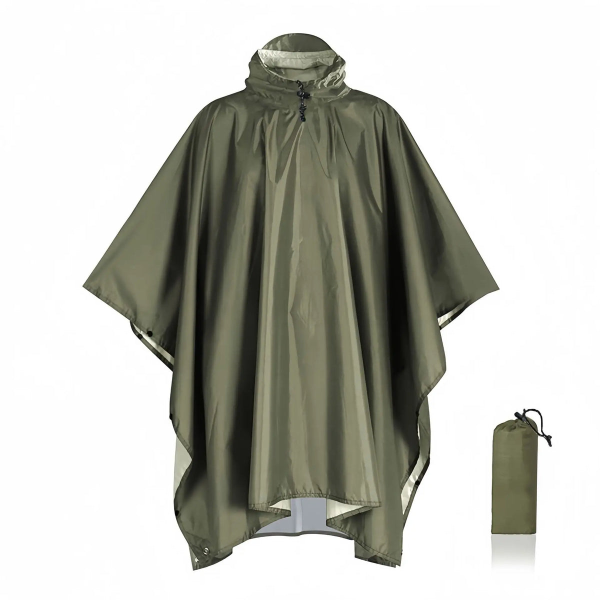 Men's Waterproof Hooded Rain Poncho – Packable Windproof Outdoor Hiking