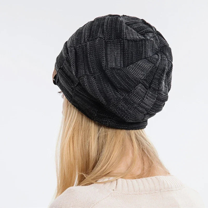 Unisex Textured Slouchy Knit Beanie – Stretch Winter Hat