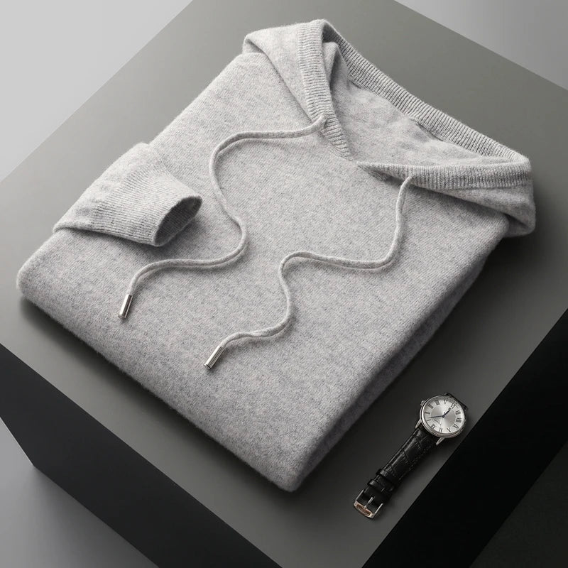Men's Knitted Hoodie – Relaxed Drawstring Pullover