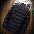 Men's Geometric Quilted Winter Jacket – Insulated Stand-Collar Outerwear