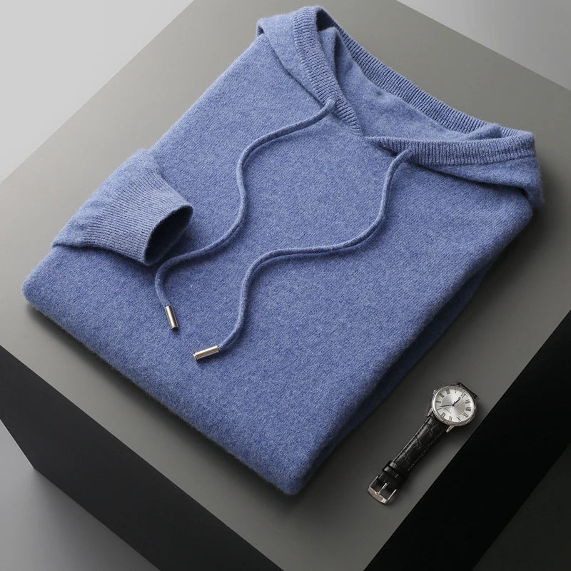 Men's Knitted Hoodie – Relaxed Drawstring Pullover