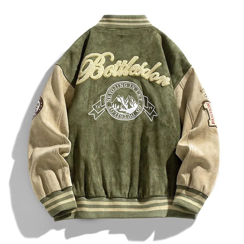 Men's Embroidered Varsity Jacket – Relaxed College Layer