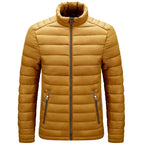 Men's Lightweight Puffer Jacket – Quilted Zip-Up with Stand Collar and Zipped Pockets