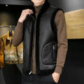 Men's Sherpa Fleece Winter Vest – Reversible Stand-Collar Sleeveless