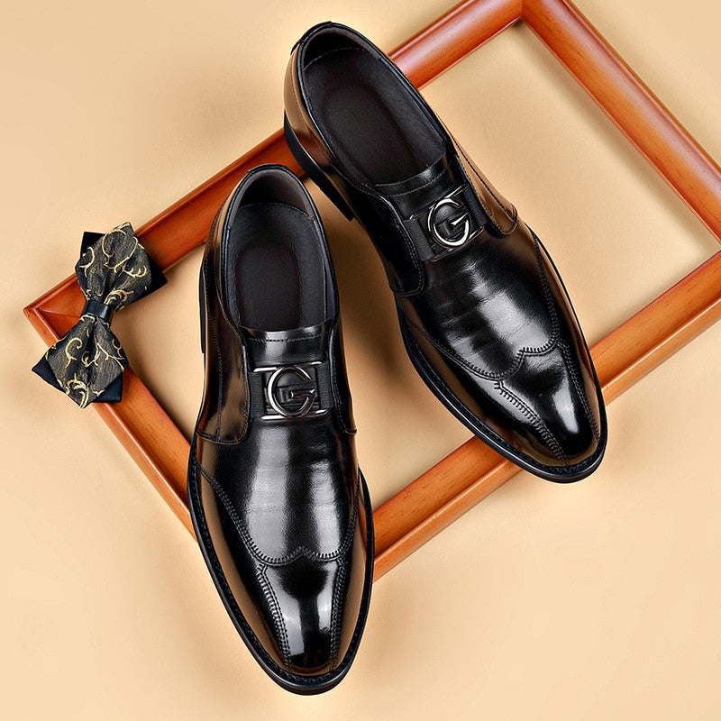 Men's leather-look Monk Strap Shoes – Polished Buckle Dress Shoes