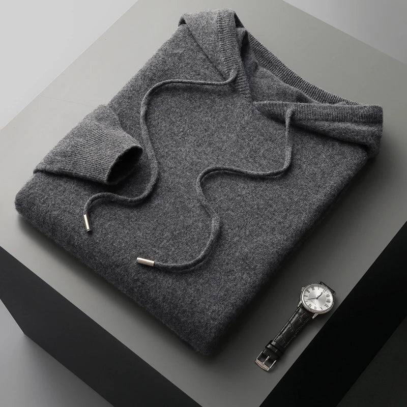 Men's Knitted Hoodie – Relaxed Drawstring Pullover