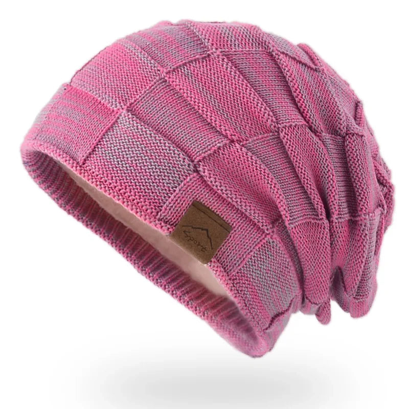 Unisex Textured Slouchy Knit Beanie – Stretch Winter Hat
