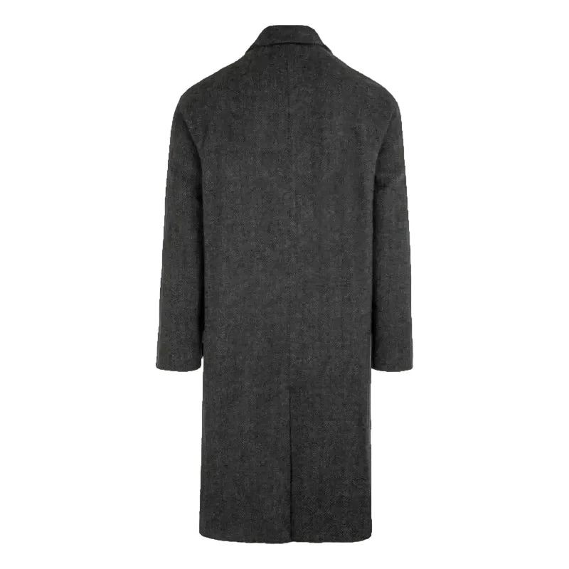 Men's Herringbone Wool-Look Overcoat – Tailored Longline Coat