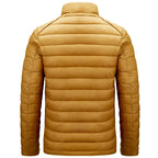 Men's Lightweight Puffer Jacket – Quilted Zip-Up with Stand Collar and Zipped Pockets