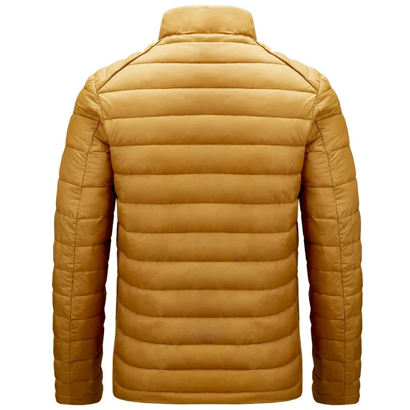 Men's Lightweight Puffer Jacket – Quilted Zip-Up with Stand Collar and Zipped Pockets