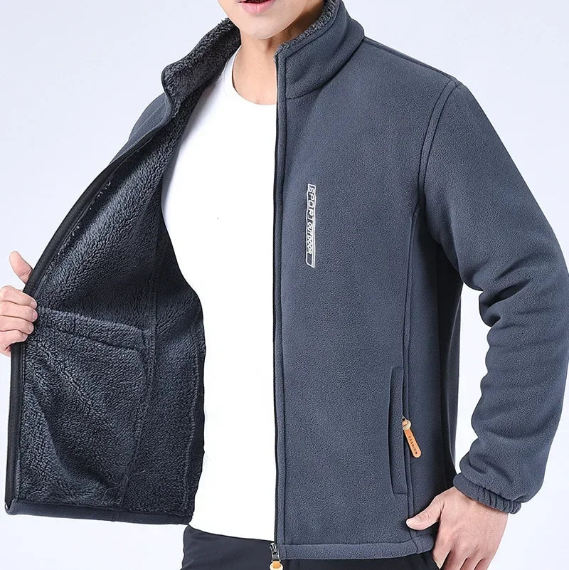 Men's Thick Polar Fleece Jacket – Full-Zip Winter Layer
