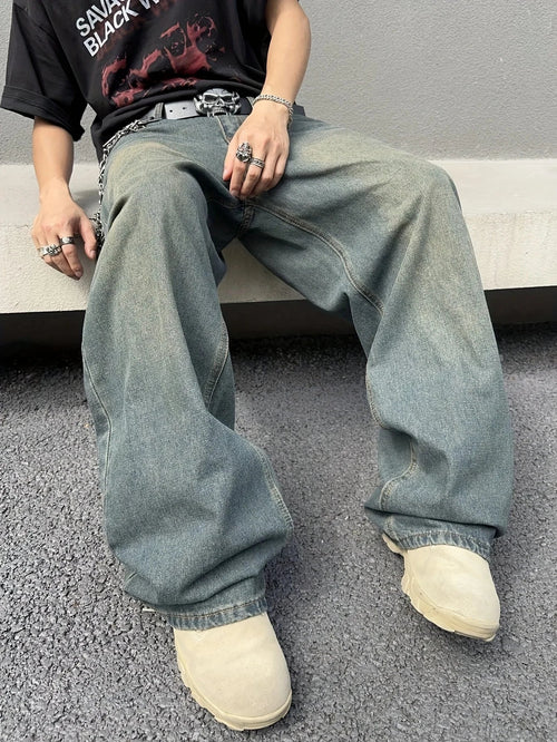 Men's Baggy Streetwear Jeans – Relaxed Wide-Leg Denim
