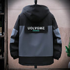 Men's Plush-Lined Hooded Winter Jacket – Windproof Colour-Block Insulated