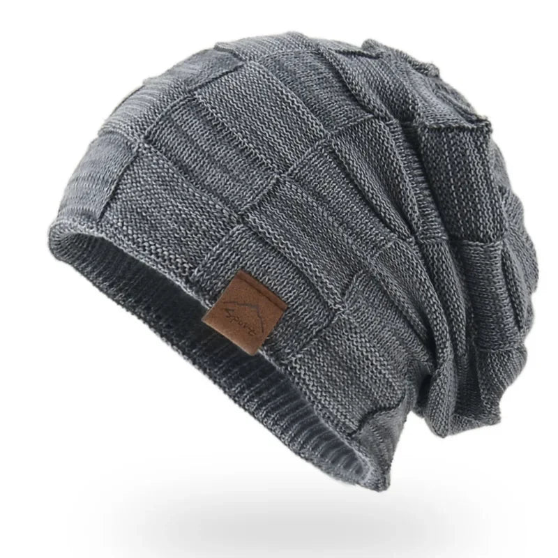 Unisex Textured Slouchy Knit Beanie – Stretch Winter Hat