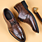 Men's leather-look Monk Strap Shoes – Polished Buckle Dress Shoes