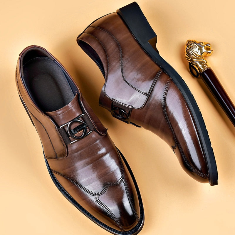 Men's leather-look Monk Strap Shoes – Polished Buckle Dress Shoes