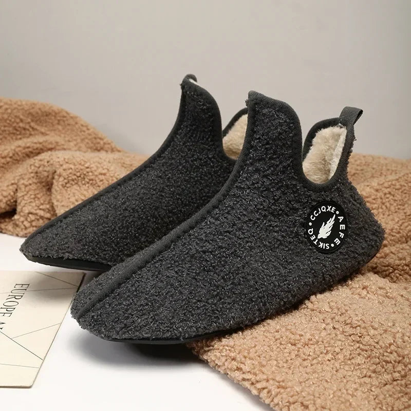 Men's Soft Cotton-Lined Winter Slippers – Warm Non-Slip Indoor House Shoes