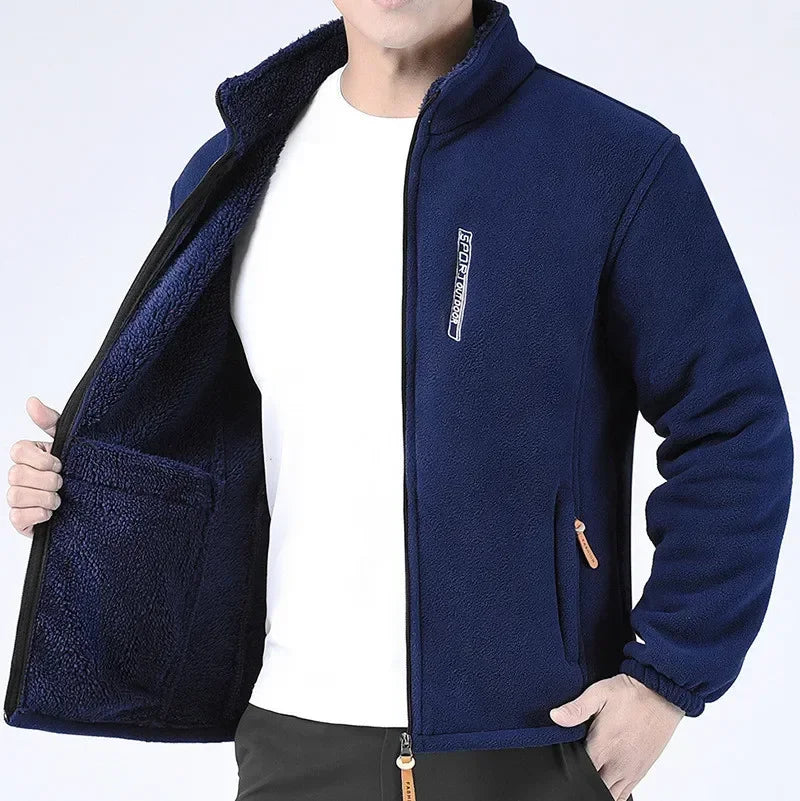 Men's Thick Polar Fleece Jacket – Full-Zip Winter Layer