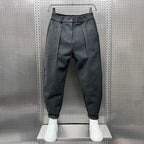 Men's Pleated Tapered Trousers with Elasticated Waist – Relaxed Smart Fit