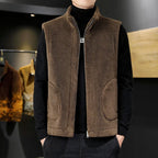 Men's Sherpa Fleece Winter Vest – Reversible Stand-Collar Sleeveless