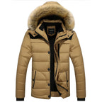 Men's Faux-Fur Hooded Puffer Jacket – Insulated Multi-Pocket Winter Layer