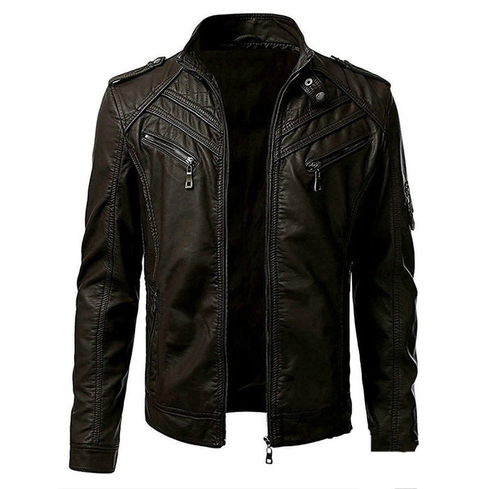 Men's Multi-Zip leather-look Biker Jacket