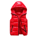 Men's Glossy Cotton Puffer Gilet – Hooded Sleeveless Winter Layer