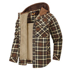 Men's Hooded Fleece-Lined Plaid Shirt Jacket