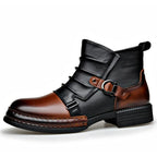 Men's Retro Ankle Boots – Warm-Lined Side-Zip Low-Heel Winter Boots