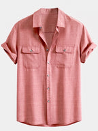 Men's Textured Pocket Shirt Co-Ord – linen-look Blend Straight-Leg Trousers