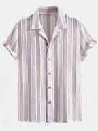Men's Mesh Cuban Shirt Set – linen-look Blend Drawstring Shorts