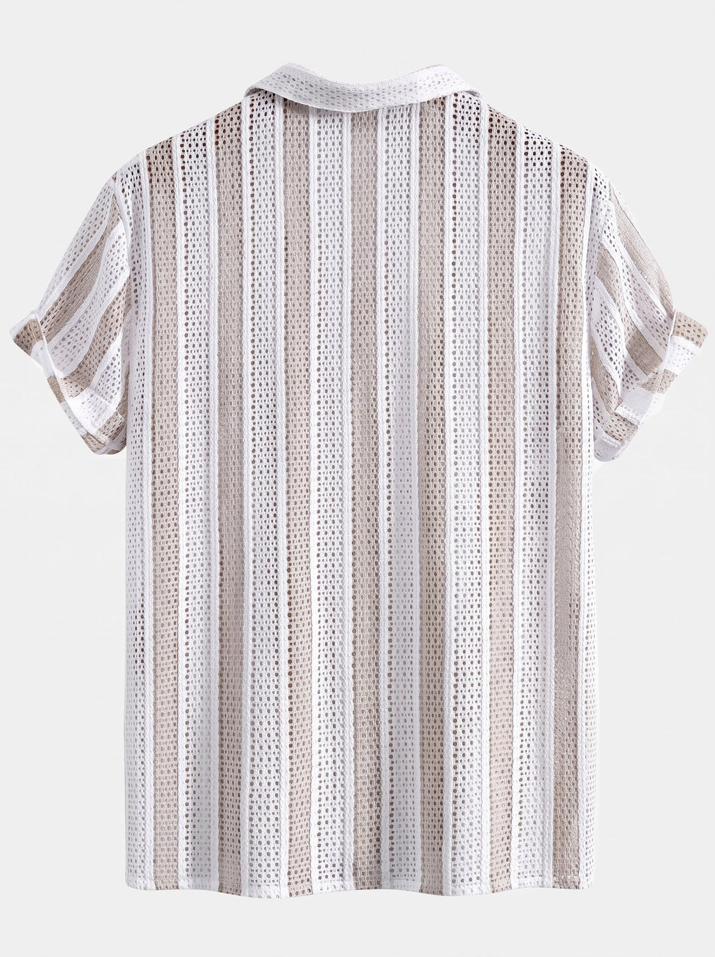 Men's Mesh Cuban Shirt Set – linen-look Blend Drawstring Shorts