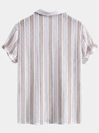 Men's Mesh Cuban Shirt Set – linen-look Blend Drawstring Shorts