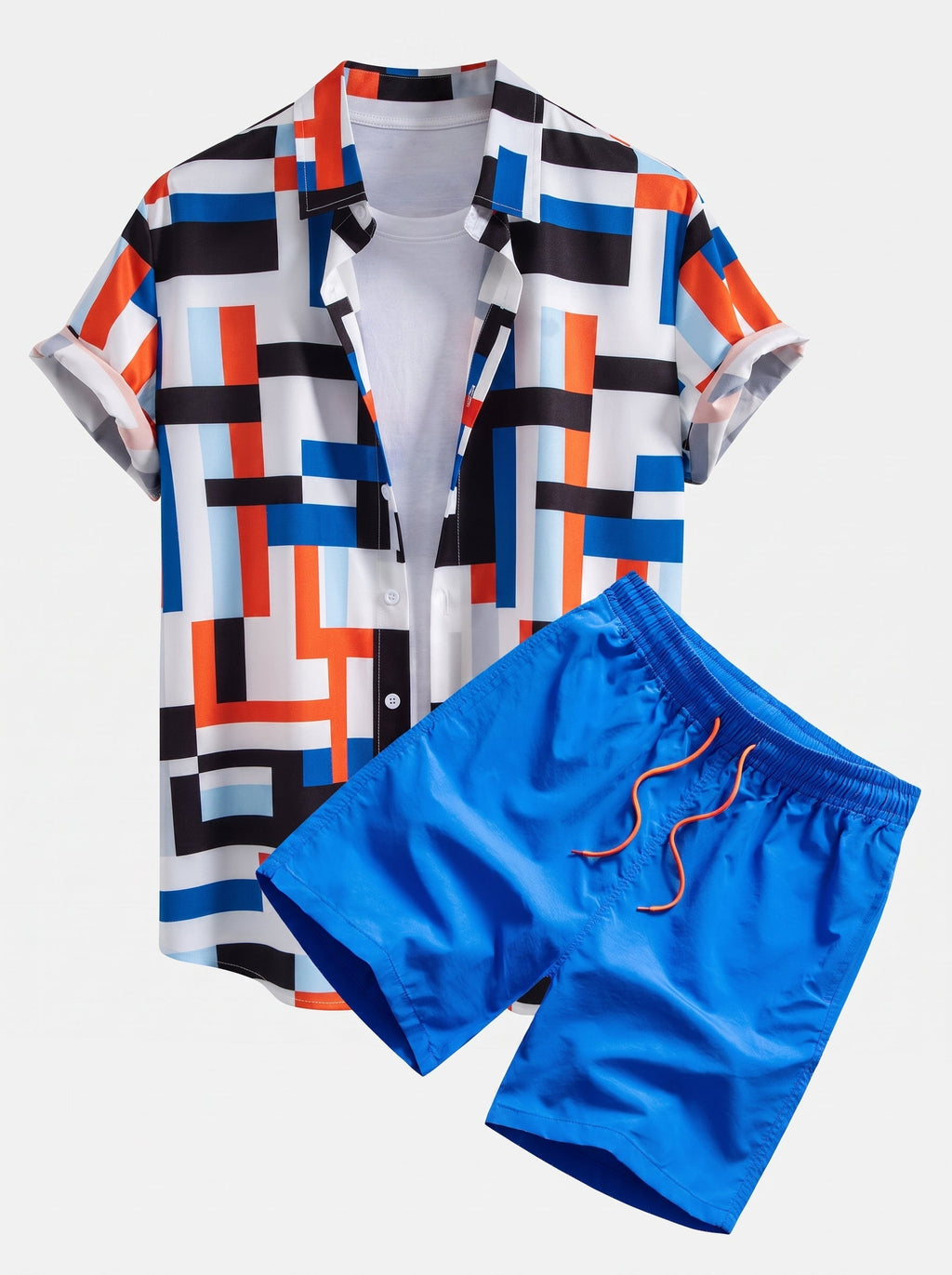 Men's Printed Shirt and Swim Shorts Co-Ord