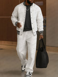 Men's Bomber Jacket and Trousers Set – Striped-Trim Two-Piece Outfit