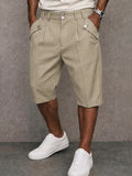 Men's Tailored Knee-Length Shorts – Pleated Button-Waist Style