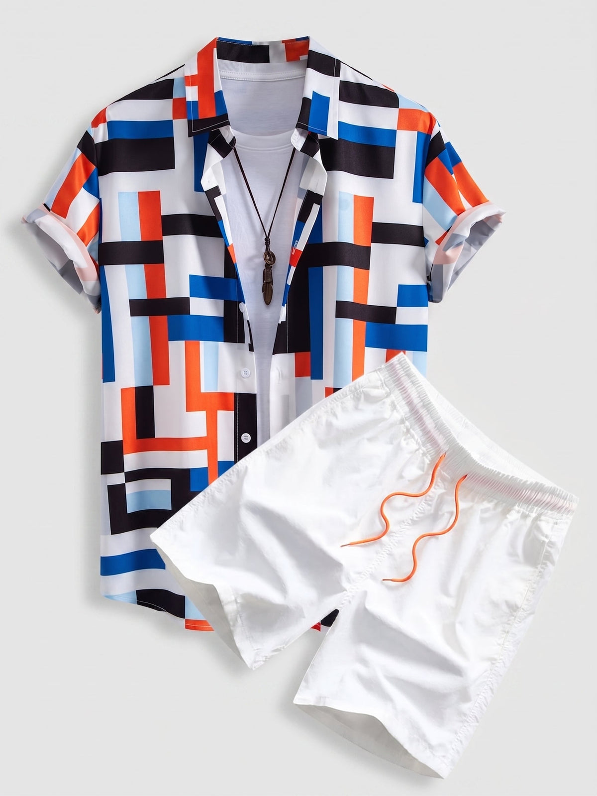 Men's Printed Shirt and Swim Shorts Co-Ord