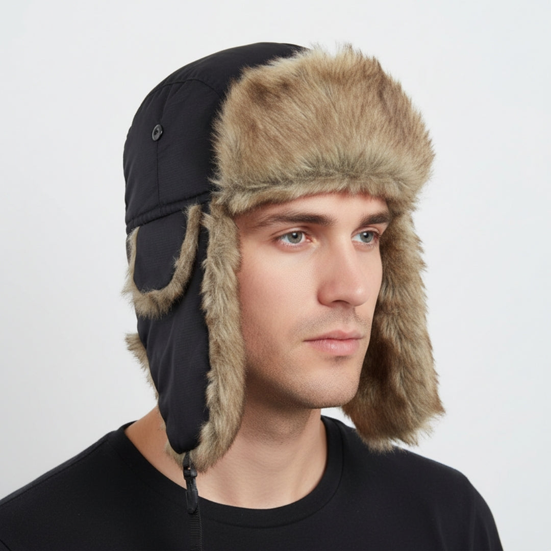 Men's Faux-Fur Trapper Hat – Wind-Resistant Ear-Flap Winter Cap