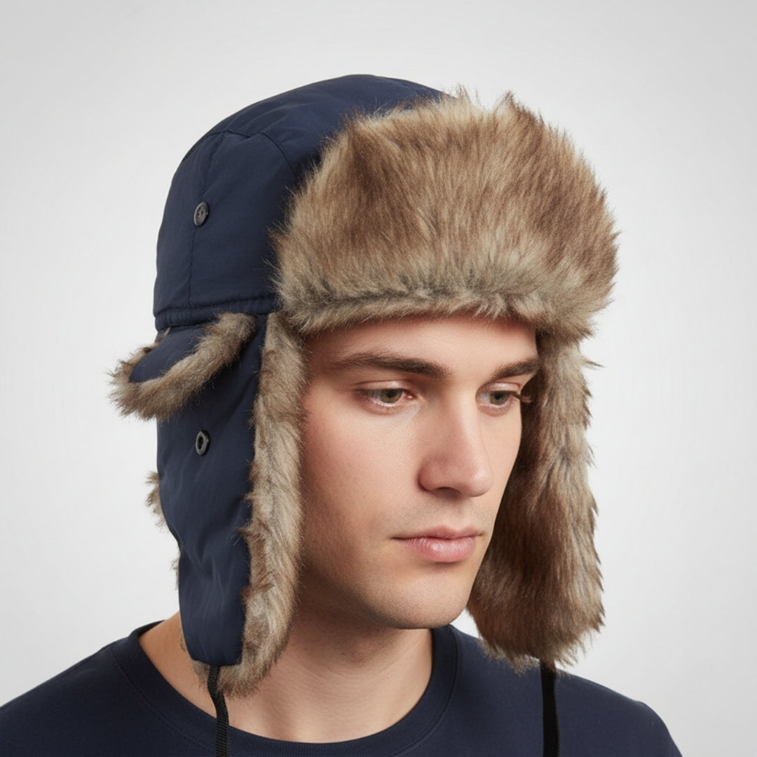 Men's Faux-Fur Trapper Hat – Wind-Resistant Ear-Flap Winter Cap
