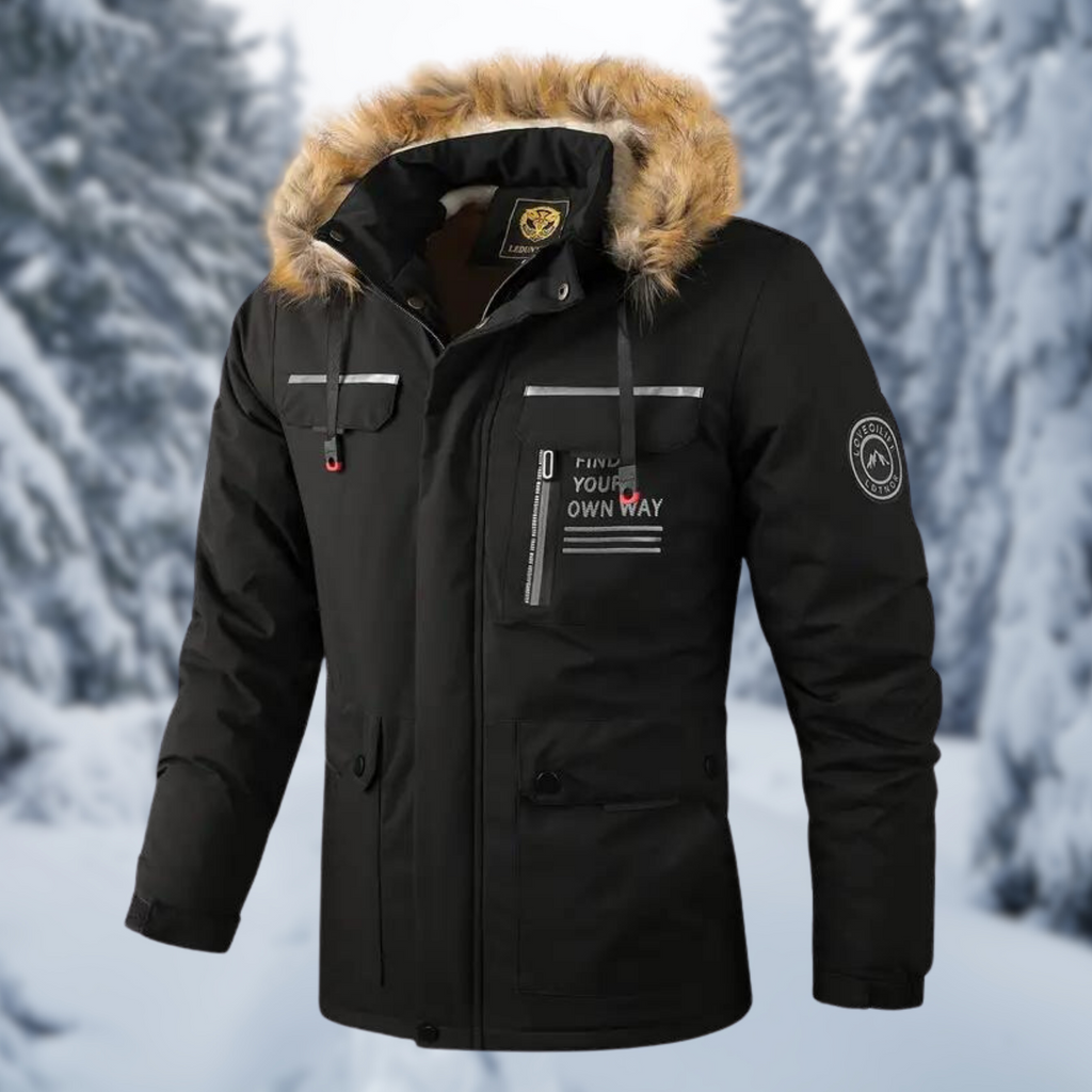 Men's Faux-Fur Hooded Winter Parka – Warm Utility Jacket