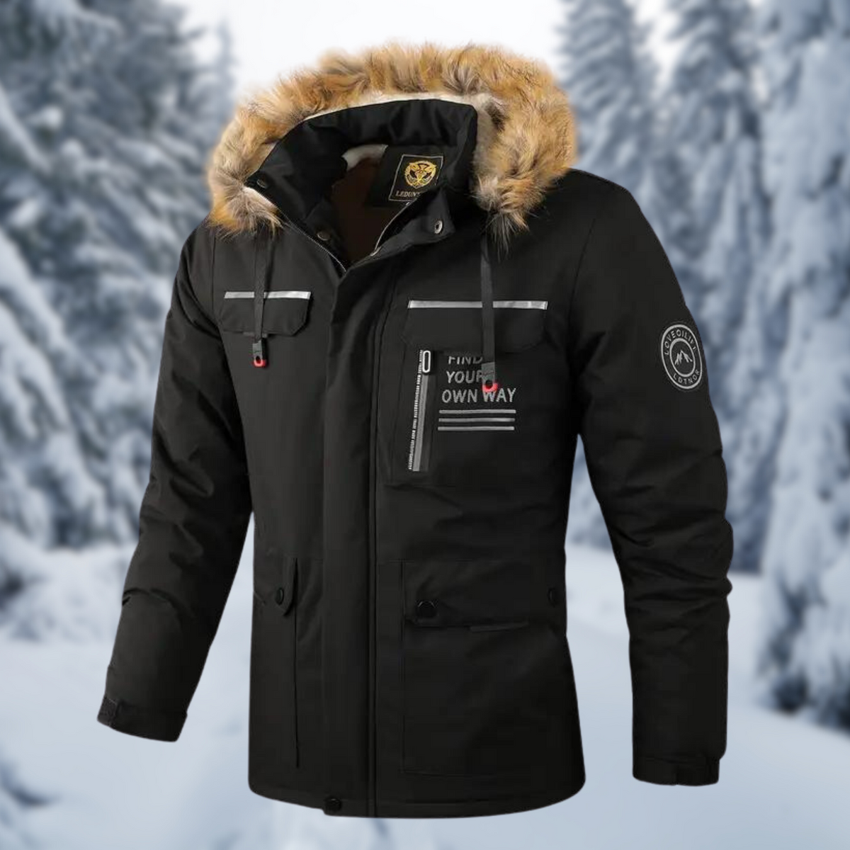 Men's Faux-Fur Hooded Winter Parka – Warm Utility Jacket