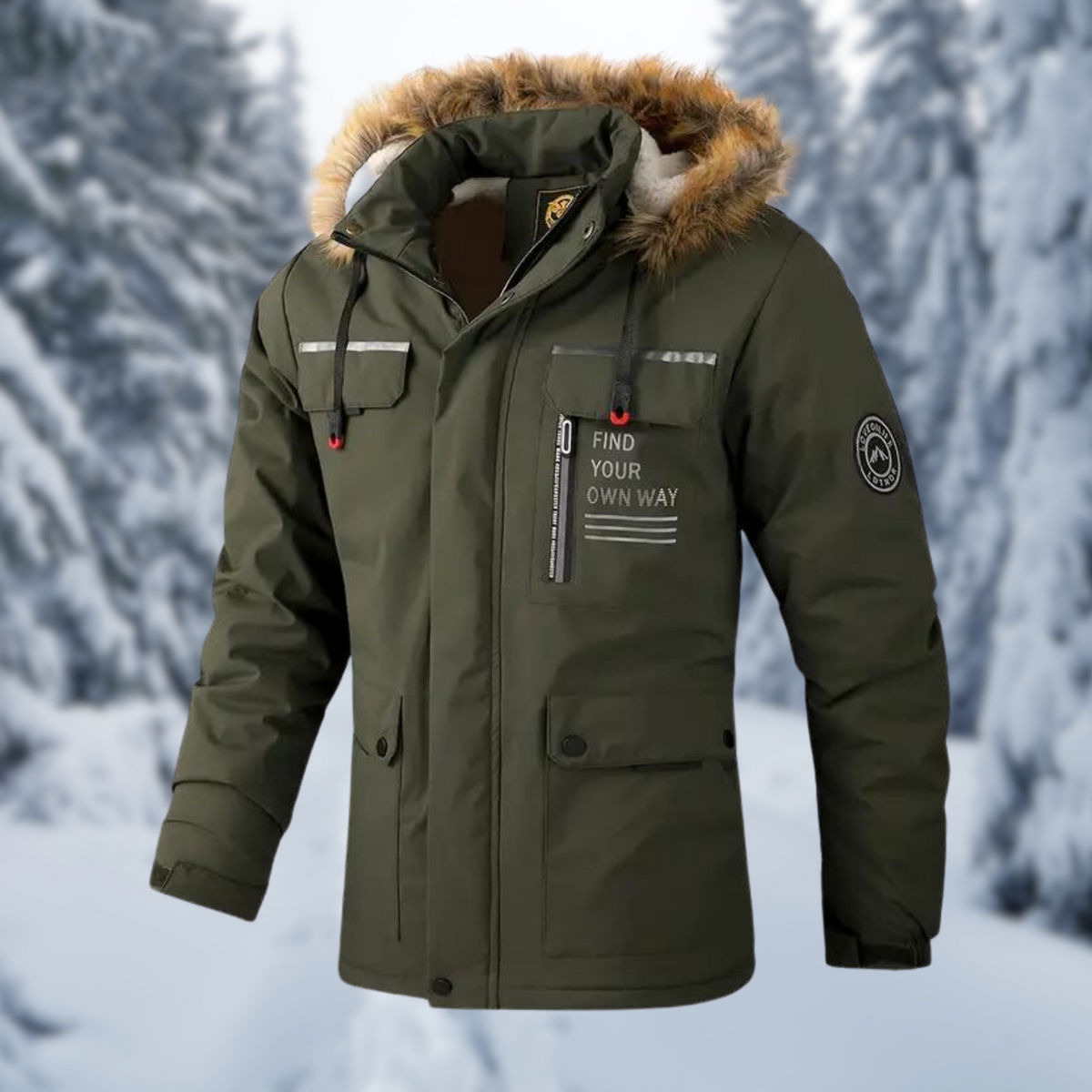 Men's Faux-Fur Hooded Winter Parka – Warm Utility Jacket