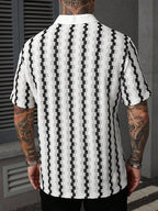 Men's Short-Sleeve Jacquard Shirt – Textured Button-Up Summer Shirt