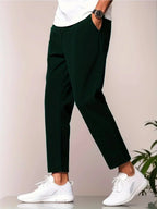 Men's Relaxed Tapered Cropped Trousers – Lightweight Casual Pants