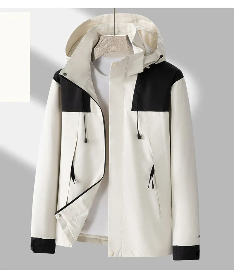 Men's Hooded Outdoor Jacket – Wind-Resistant Zip-Up Coat
