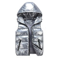 Men's Glossy Cotton Puffer Gilet – Hooded Sleeveless Winter Layer