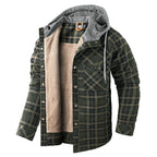 Men's Hooded Fleece-Lined Plaid Shirt Jacket