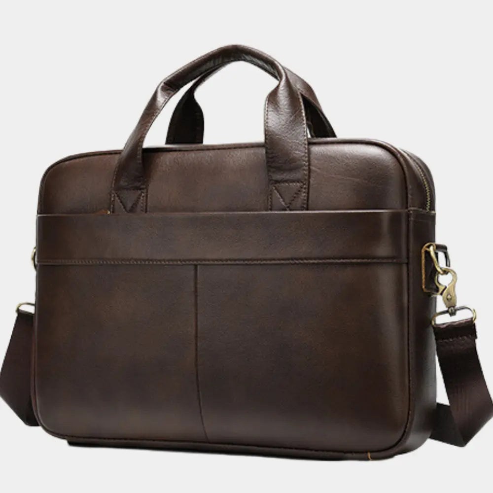 Men's leather-look Work Briefcase with Top Handles and Shoulder Strap