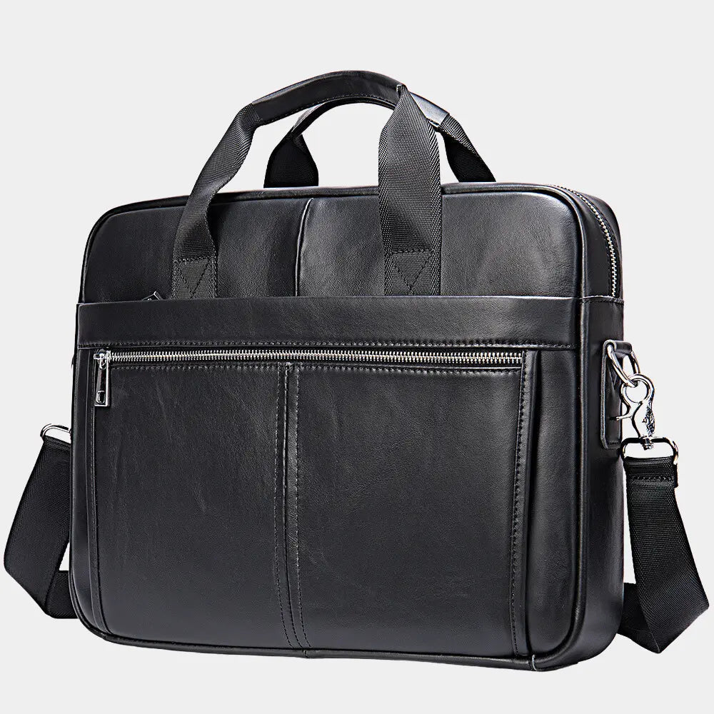 Men's leather-look Work Briefcase with Top Handles and Shoulder Strap